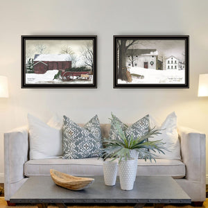 English Elm Trendy Decor 4u Billy Jacobs Christmas Family Scene 2 Panel Framed Wood Wall Art B067P255223