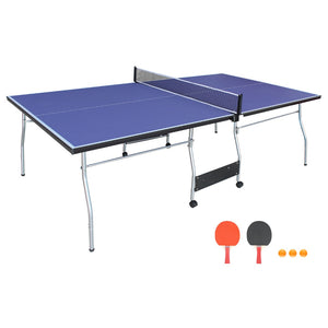 English Elm 8ft Foldable Ping Pong Table Aluminum Frame Indoor Game Set with Paddles Net Balls W1408P153462