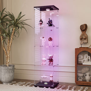 English Elm Tempered Glass Display Cabinet - Versatile Wine, Storage & File Cabinet With Led Light, Adjustable Feet W3155P268117-GIGA