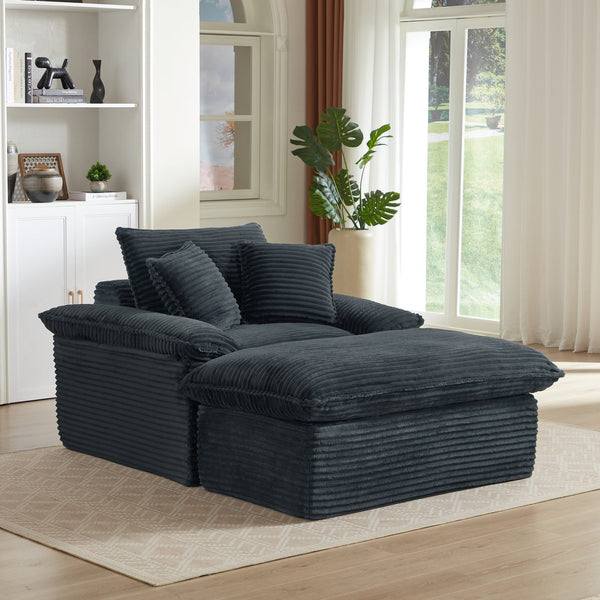 English Elm 51.97 modern cushioned compression single seat sofa with oversized footrest deep plush seating for comfort and support Dark Gray W3396P330953