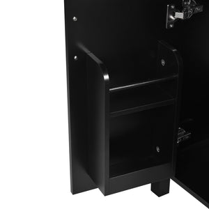 English Elm 24-Inch Bathroom Vanity with Ceramic Sink, Soft-Close Door & Drawers, Gold Handles, Durable Wood Elegance Black N729P192078B