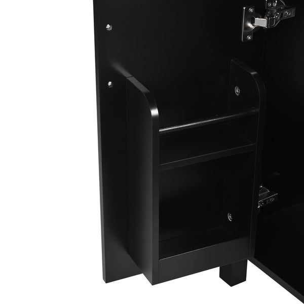 English Elm 24-Inch Bathroom Vanity with Ceramic Sink, Soft-Close Door & Drawers, Gold Handles, Durable Wood Elegance Black N729P192078B