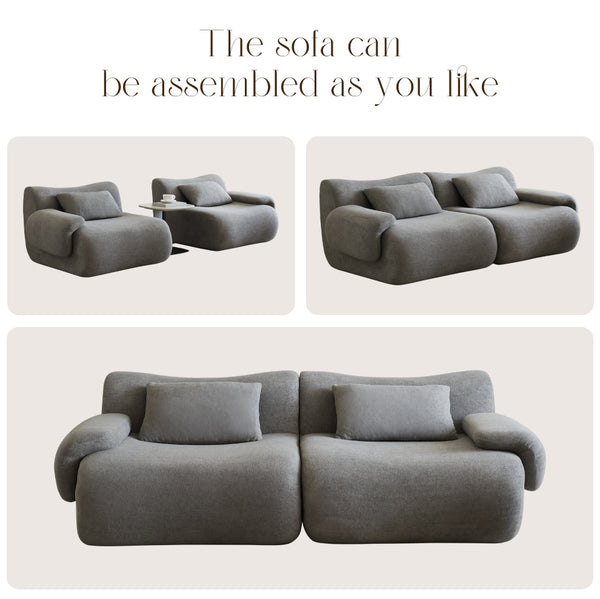 English Elm Sofa Memory Foam 2-Seater Compression Couch with Deep Seat, No Assembly, Sherpa Fabric Comfort Light Gray W3622P346253