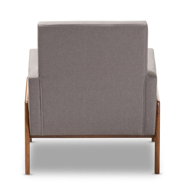 Baxton Studio Baxton Studio Perris Mid-Century Modern Grey Lounge Chair with Walnut Frame for Stylish Comfort BBT8042-Grey-CC