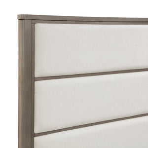English Elm Contemporary Glam Queen Platform Bed Faux Leather Diamond Stitching Led Headboard B011S02230