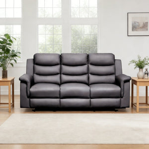 English Elm Reclining Sofa Slipcover Faux Leather Stretch Fit with Console for Media Rooms W2297P469627