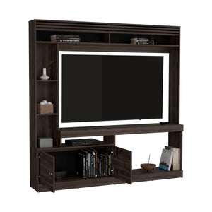 English Elm Dante 71" Wide Freestanding Entertainment Center with 8 Shelves, Cabinet & TV Space for 59" Screens B070S00358
