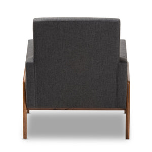 Baxton Studio Baxton Studio Perris Lounge Chair - Mid-Century Modern Dark Grey Upholstered Walnut Frame Comfort BBT8042-Dark Grey-CC
