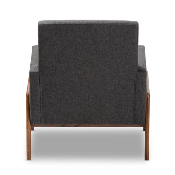 Baxton Studio Baxton Studio Perris Lounge Chair - Mid-Century Modern Dark Grey Upholstered Walnut Frame Comfort BBT8042-Dark Grey-CC