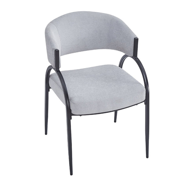 English Elm Upholstered Gray Fabric Dining Chair Set of Two with Sleek Metal Legs Modern Style N768P184752L