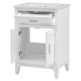 English Elm 24" Bathroom Vanity With Sink, Bathroom Vanity Cabinet With One Flip Drawer and Doors, Solid Wood and Mdf, White