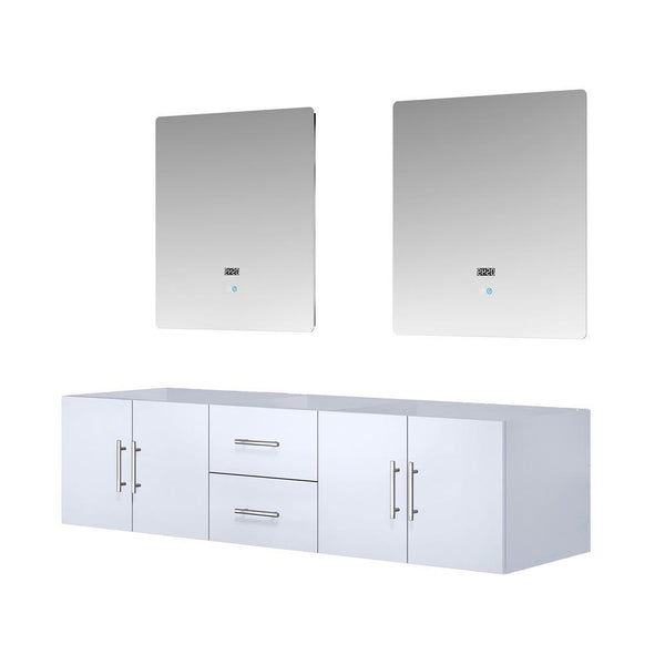 English Elm Glossy Double Bath Vanity 72" W With Led Mirrors - Modern Design, Ample Storage & Easy Installation B2731S00552
