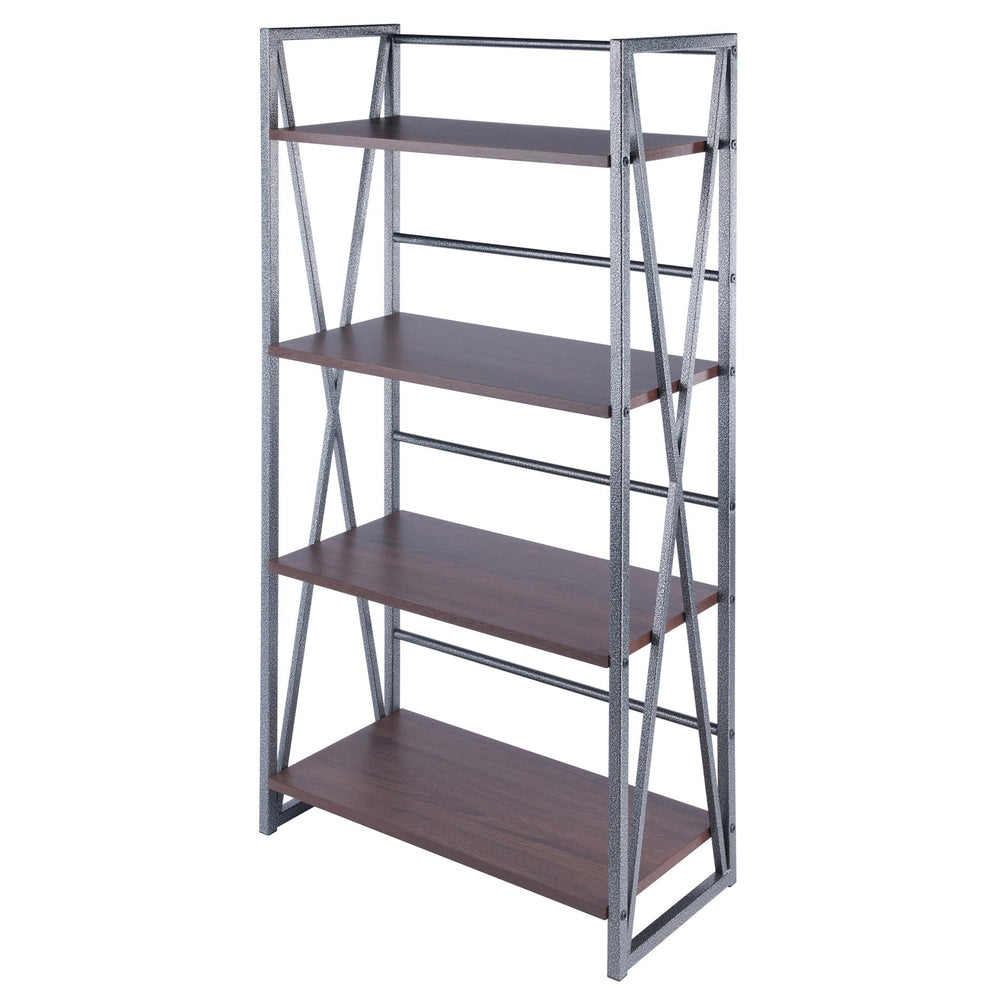 Winsome Wood Isa 4-tier Shelf In Graphite & Walnut - Stylish Industrial Storage For Home & Office Decor Walnut ,Graphite Composite Wood ,Metal 87431-winsome-wood