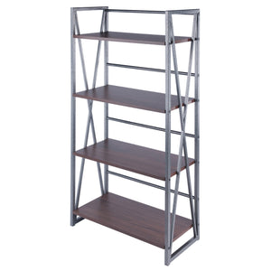 Winsome Wood Isa 4-tier Shelf In Graphite & Walnut - Stylish Industrial Storage For Home & Office Decor Walnut ,Graphite Composite Wood ,Metal 87431-winsome-wood