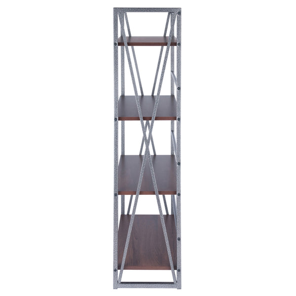 Winsome Wood Isa 4-tier Shelf In Graphite & Walnut - Stylish Industrial Storage For Home & Office Decor Walnut ,Graphite Composite Wood ,Metal 87431-winsome-wood
