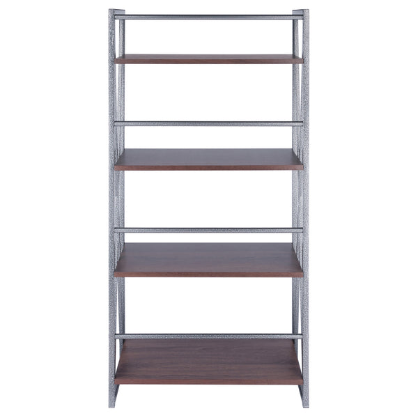 Winsome Wood Isa 4-tier Shelf In Graphite & Walnut - Stylish Industrial Storage For Home & Office Decor Walnut ,Graphite Composite Wood ,Metal 87431-winsome-wood