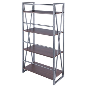 Winsome Wood Isa 4-tier Shelf In Graphite & Walnut - Stylish Industrial Storage For Home & Office Decor Walnut ,Graphite Composite Wood ,Metal 87431-winsome-wood