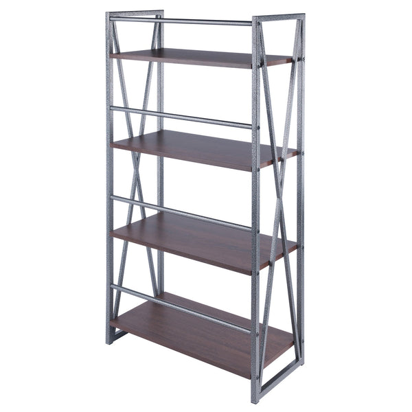 Winsome Wood Isa 4-tier Shelf In Graphite & Walnut - Stylish Industrial Storage For Home & Office Decor Walnut ,Graphite Composite Wood ,Metal 87431-winsome-wood