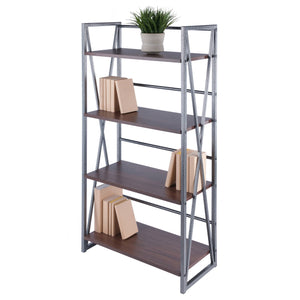 Winsome Wood Isa 4-tier Shelf In Graphite & Walnut - Stylish Industrial Storage For Home & Office Decor Walnut ,Graphite Composite Wood ,Metal 87431-winsome-wood