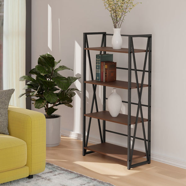 Winsome Wood Isa 4-tier Shelf In Graphite & Walnut - Stylish Industrial Storage For Home & Office Decor Walnut ,Graphite Composite Wood ,Metal 87431-winsome-wood