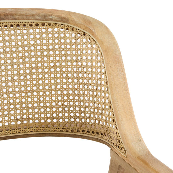 English Elm Mid-century Modern Dining Chairs Set of 2 Rattan Cane Back Rubberwood Upholstered Beige+Natural N768P411344N