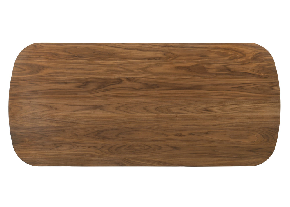 English Elm Delina Solid Walnut Dining Table with Rubber Wood Frame, Walnut Veneer, Chenille Cushions, 100lb Limit B2726S00559