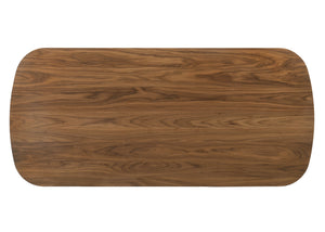 English Elm Delina Solid Walnut Dining Table with Rubber Wood Frame, Walnut Veneer, Chenille Cushions, 100lb Limit B2726S00559