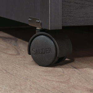 English Elm Microwave/Kitchen Cart Black finish with Drawer, Cord Management, Adjustable Shelf & Casters for Small Spaces B356P402799