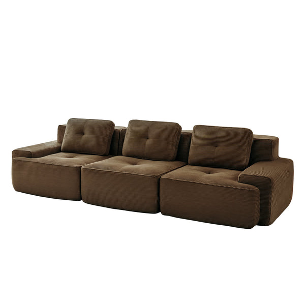 English Elm 117" Modern Modular Sectional Sofa - Plush Corduroy 3-Seater Couch, No Assembly, Stylish & Comfortable W714S01503