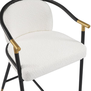 English Elm Christopher Knight Home® - 26" Upholstered Counter Stool Set of 2 with Bouclé Fabric and Iron Frame, Contemporary Comfort and Style Beige,Black,Gold N771P288863B