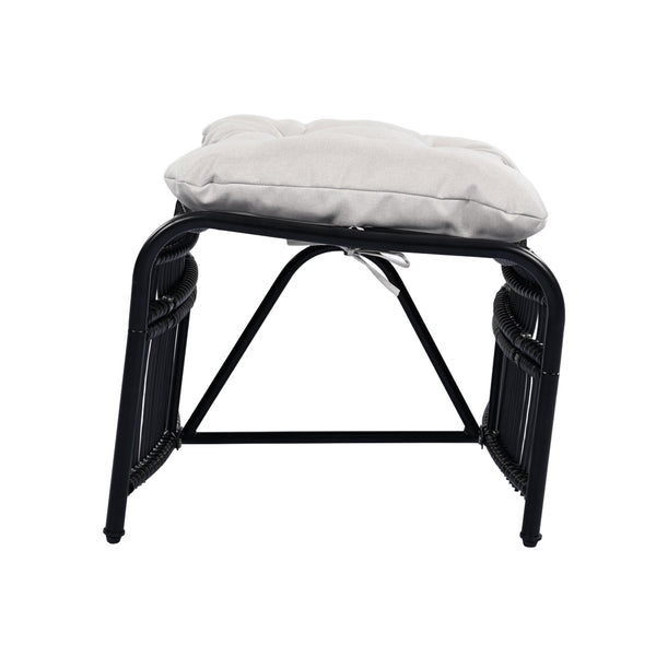 English Elm Christopher Knight Home® - 3 Piece Wicker Patio Set with Cloud-Like Cushions, Acacia Top Table, Rust-Resistant Steel Frame Beige+Black N780P209442B