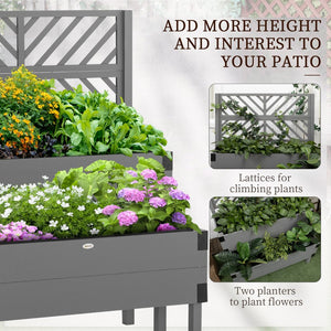 English Elm Outsunny Two-Tier Elevated Garden Bed With Trellis - Perfect For Vegetables, Herbs, And Flowers! W2225P174415-GIGA