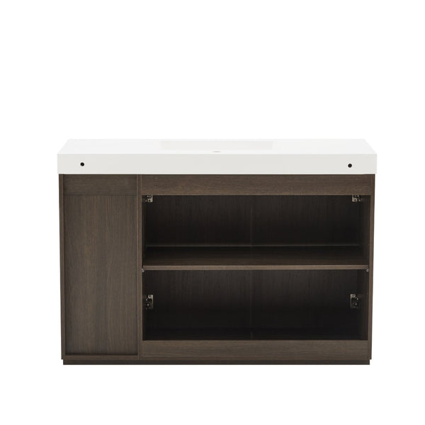 English Elm Grace Floating Walnut Vanity with Solid Surface Sink and Soft Close Storage Drawers Oak,Smoke W1865S00223