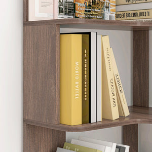English Elm 90cm Five Tier L Shaped Corner Bookcase Open Wood Shelving for Home Office or Living Room W2899P444159