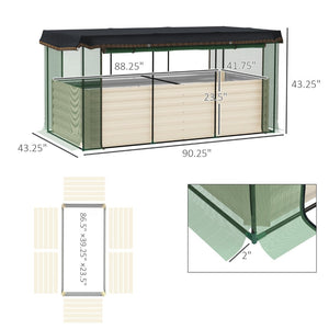 English Elm Raised Galvanized Steel Garden Bed with Crop Cage Shade Cloth and Bottomless Design T3971P422412