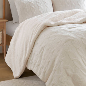 JLA Home Madison Park - Cable Chenille Comforter Set with Sherpa Reverse, Oeko-Tex Plush Cable-Knit Comfort & Durability Ivory MP10-8889