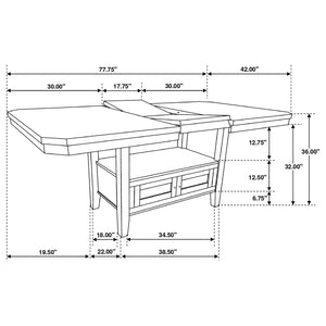 English Elm Prentiss Cappuccino 78" Extension Counter Dining Table with Built-In Storage, Sleek Rectangular Design and Versatile Entertaining Surface B062S00877