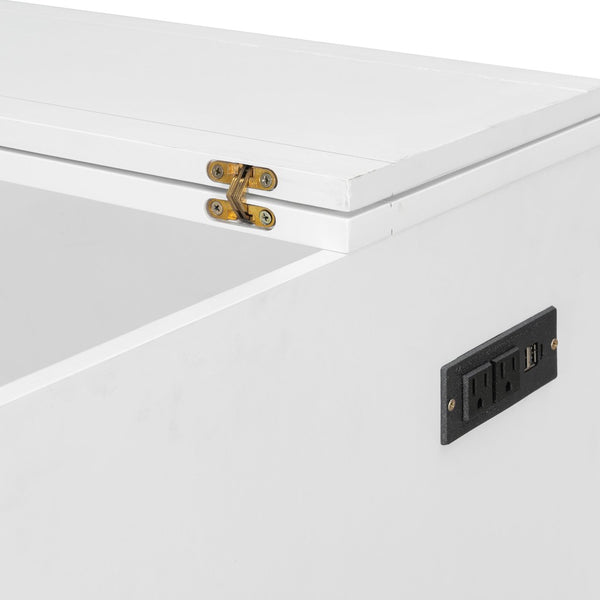 English Elm Queen Murphy Wall Bed with Drawers Usb Charging Ports Pulley Lift Mdf Cabinet White LP100671AAK-1