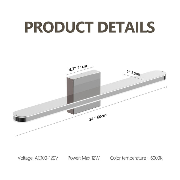 English Elm Modern Led Bathroom Vanity Light Fixtures - Dimmable Chrome Wall Sconces For Elegant Illumination W2312P374947