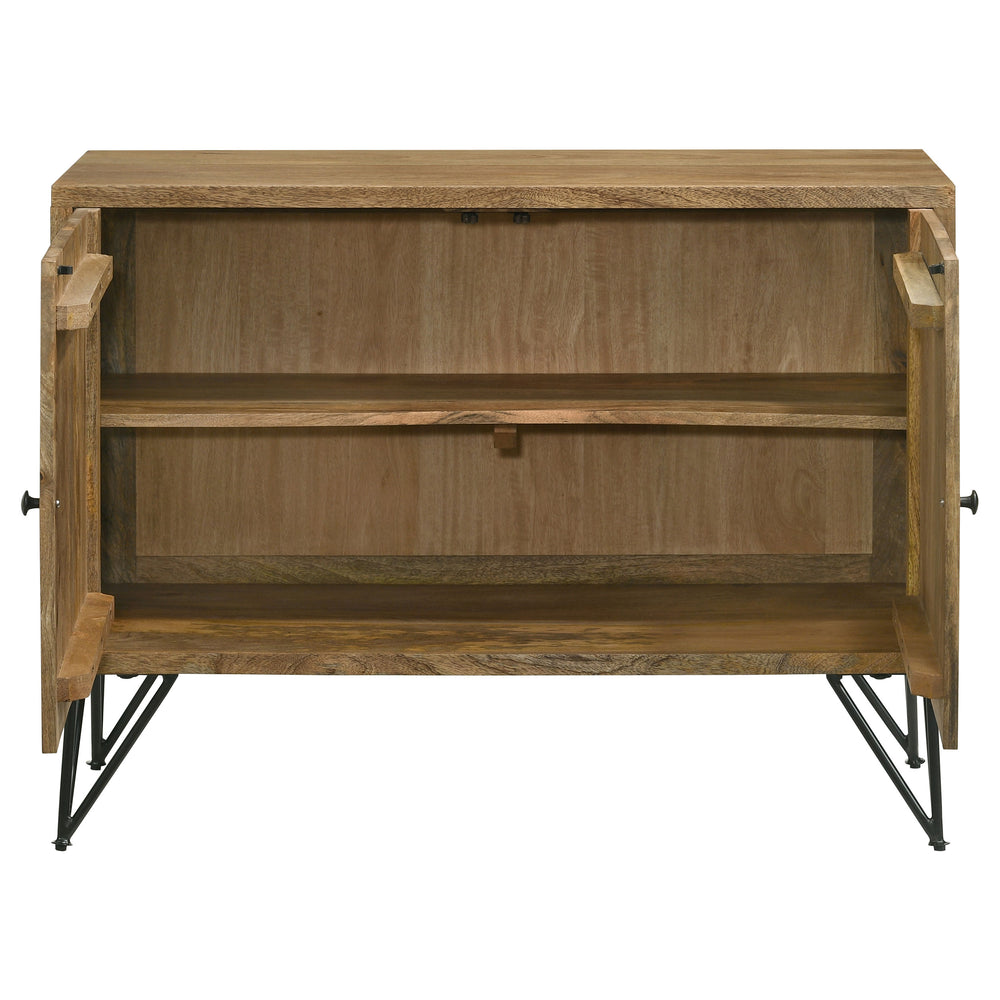 English Elm Eileen Natural Wood 2-Door Accent Cabinet with Metal Legs, Mango Grain Finish, Modern Storage Centerpiece B062P344966