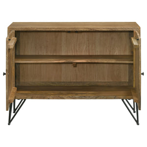 English Elm Eileen Natural Wood 2-Door Accent Cabinet with Metal Legs, Mango Grain Finish, Modern Storage Centerpiece B062P344966
