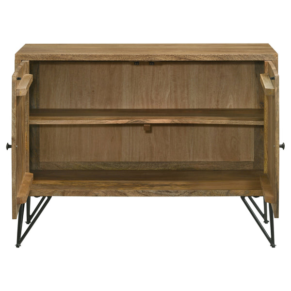 English Elm Eileen Natural Wood 2-Door Accent Cabinet with Metal Legs, Mango Grain Finish, Modern Storage Centerpiece B062P344966
