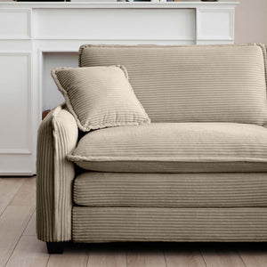 English Elm 3 Piece Oversized Sectional Sofa Set In Tan Corduroy - Comfortable Modular Design For Any Space W714S00707