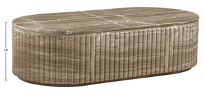 Meridian Furniture Catania Fluted Concrete Coffee Table with Art Deco Sculptural Design for Indoor Outdoor Use Beige 874Beige-CT