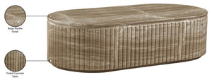 Meridian Furniture Catania Fluted Concrete Coffee Table with Art Deco Sculptural Design for Indoor Outdoor Use Beige 874Beige-CT