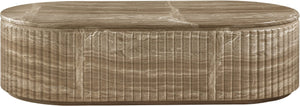 Meridian Furniture Catania Fluted Concrete Coffee Table with Art Deco Sculptural Design for Indoor Outdoor Use Beige 874Beige-CT