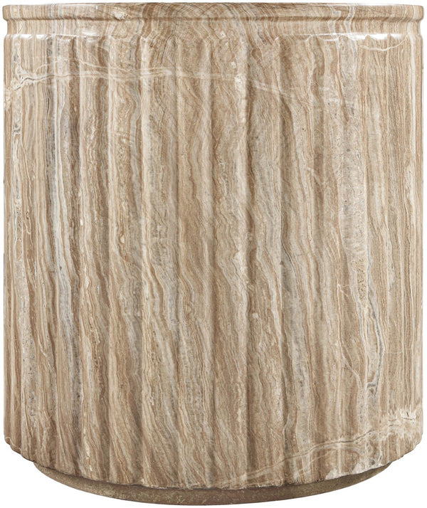 Meridian Furniture Catania Fluted Concrete End Table Art Deco Sculptural Accent for Indoor Outdoor Use Beige 874Beige-ET