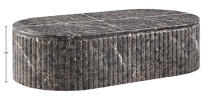 Meridian Furniture Catania Fluted Concrete Coffee Table with Art Deco Sculptural Design for Indoor Outdoor Use Brown 874Brown-CT