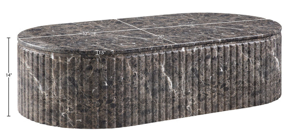 Meridian Furniture Catania Fluted Concrete Coffee Table with Art Deco Sculptural Design for Indoor Outdoor Use Brown 874Brown-CT