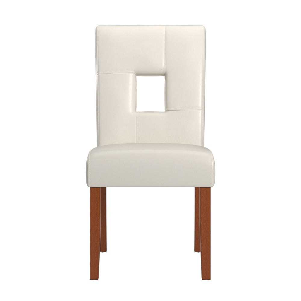 Homelegance Polina Faux Leather Dining Chair Set Modern Keyhole Back Dark Cherry Frame 874C713W(MTL)